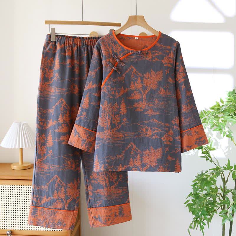 Nature Scene Cotton Double Gauze Sleepwear - XXL - image 1
