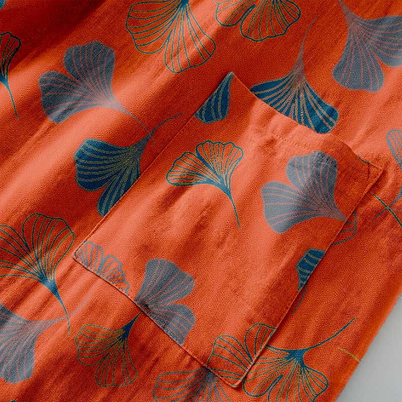 Ginkgo Biloba Cotton Gauze Kimono Robe - image 34