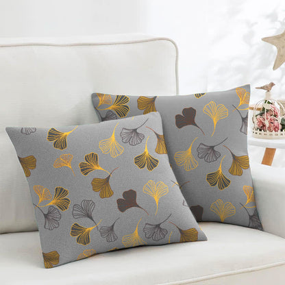 Ginkgo Biloba Cotton Jacquard Square Pillowcases(2PCS) - Light Grey - 18" x 18" - image 9