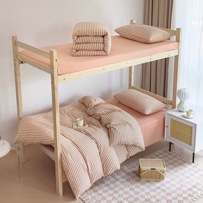 Cotton Plaid Duvet Cover Dorm Bedding Set - Gray Pink - Cal King - image 19