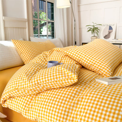 Cotton Plaid Duvet Cover Dorm Bedding Set - image 4