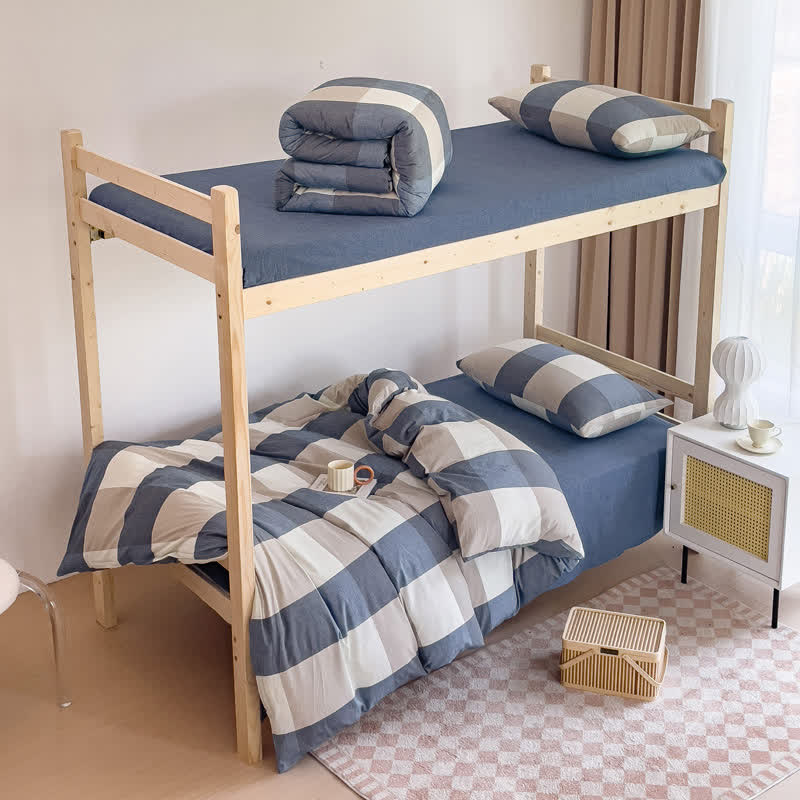 Simple Style Duvet Cover Dorm Bedding Set - Blue - Cal King - image 4