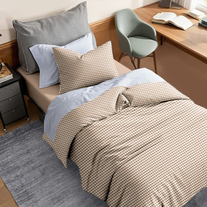 Cotton Plaid Duvet Cover Dorm Bedding Set - image 12