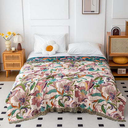 Flower Vine Cotton Gauze Tassel Blanket - image 3
