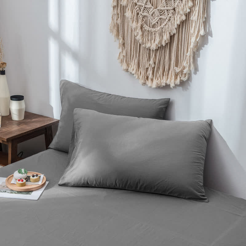 Simple Soft Cotton Pillowcase (2PCS) - Gray - 48cm x 74cm - image 1