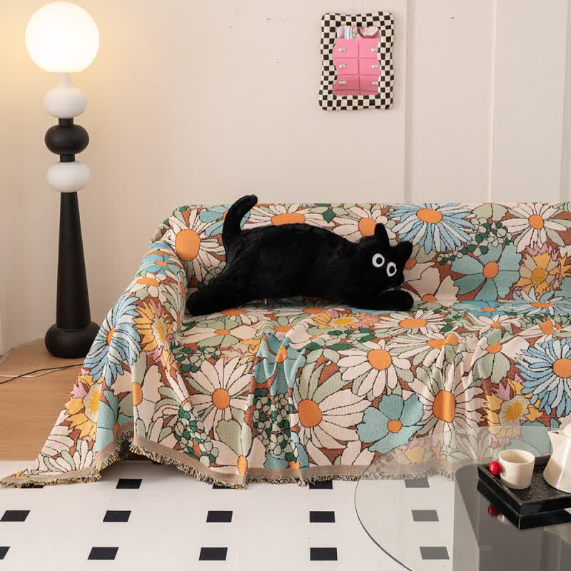 Colorful Daisy Print Sofa Protector - 71" x 134" - image 1