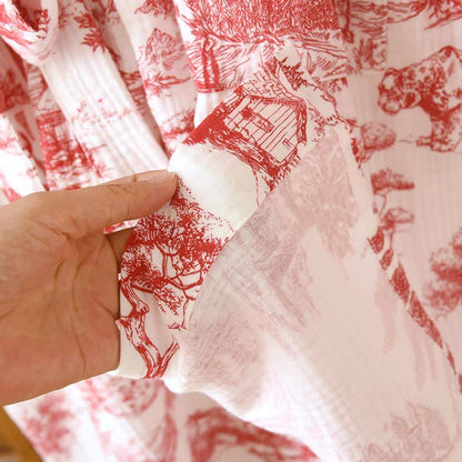 Toile Print Forest Cotton Kimono Robe - image 7