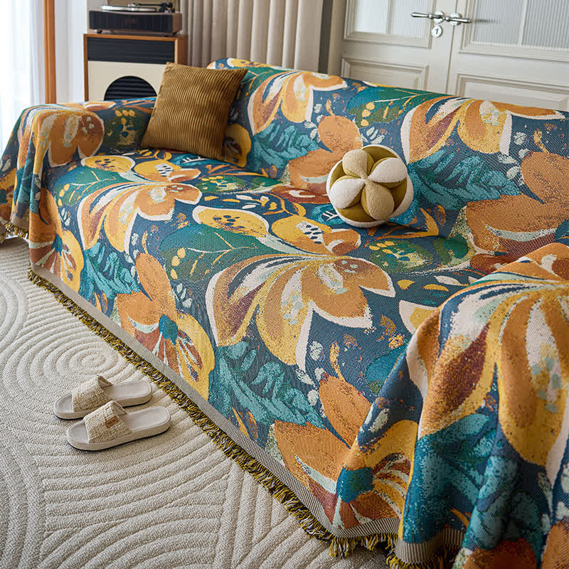 Painterly Floral Sofa Throw Blanket - 71" x 134" - image 1
