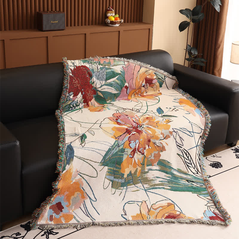 Artistic Peony Cotton Gauze Throw - 51" x 71" - image 1