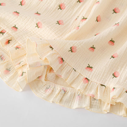 Kapok Flower Cotton Gauze Ruffle Pajamas - image 5