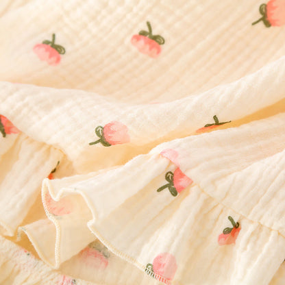 Kapok Flower Cotton Gauze Ruffle Pajamas - image 7
