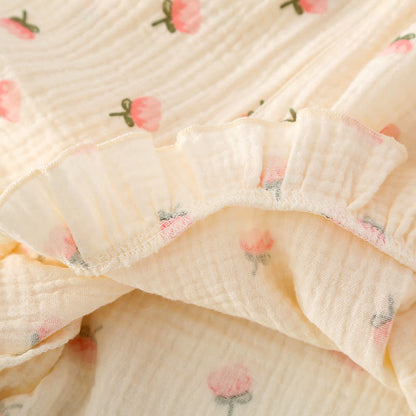 Kapok Flower Cotton Gauze Ruffle Pajamas - image 8