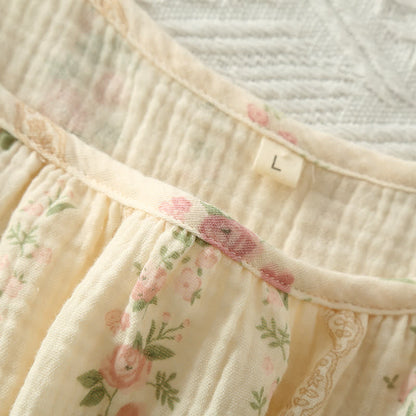 Striped Floral Cotton Gauze Cami Pajamas - image 5
