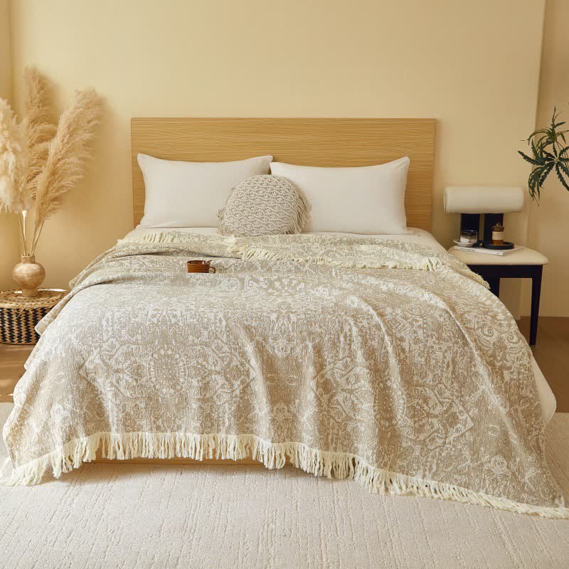 Retro Tribal Cotton Gauze Tassel Quilt - image 1
