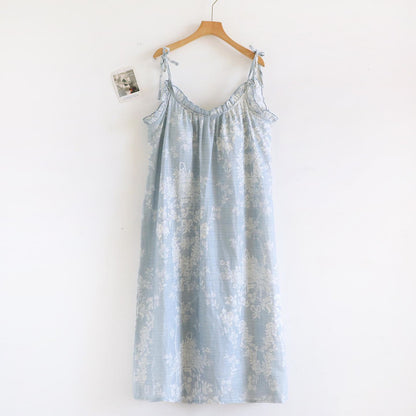 Rose Bow Cotton Padded Cami Nightdress - Blue - XL - image 1