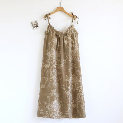 Rose Bow Cotton Padded Cami Nightdress - Brown - XL - image 13