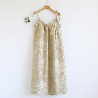 Rose Bow Cotton Padded Cami Nightdress - Khaki - XL - image 14