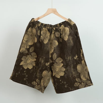 Hibiscus Jacquard Cotton Pajama Shorts - Black - XL - image 7