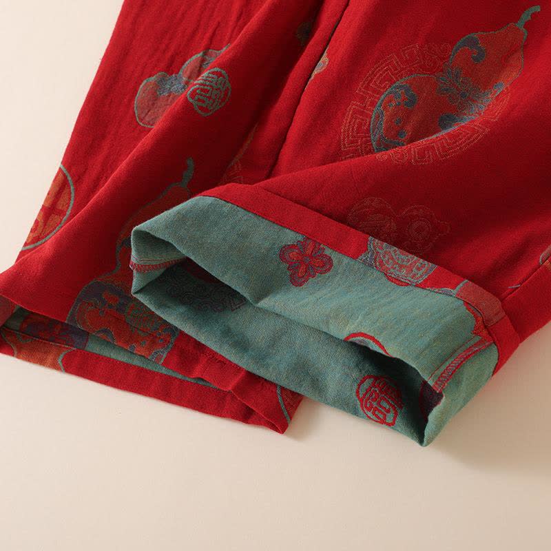 Oriental Style Gourd Persimmon Cotton Sleepwear - image 9