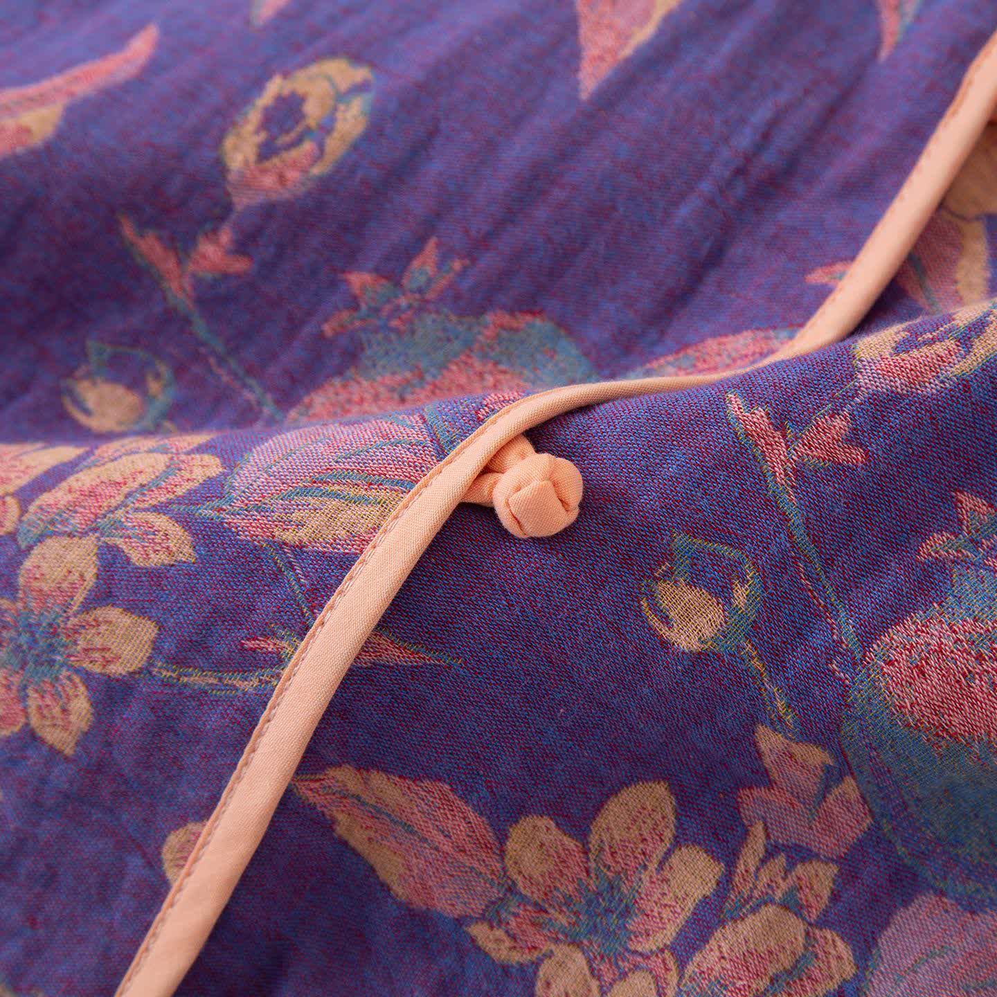 Oriental Style Peony Pomegranate Cotton Sleepwear - image 3