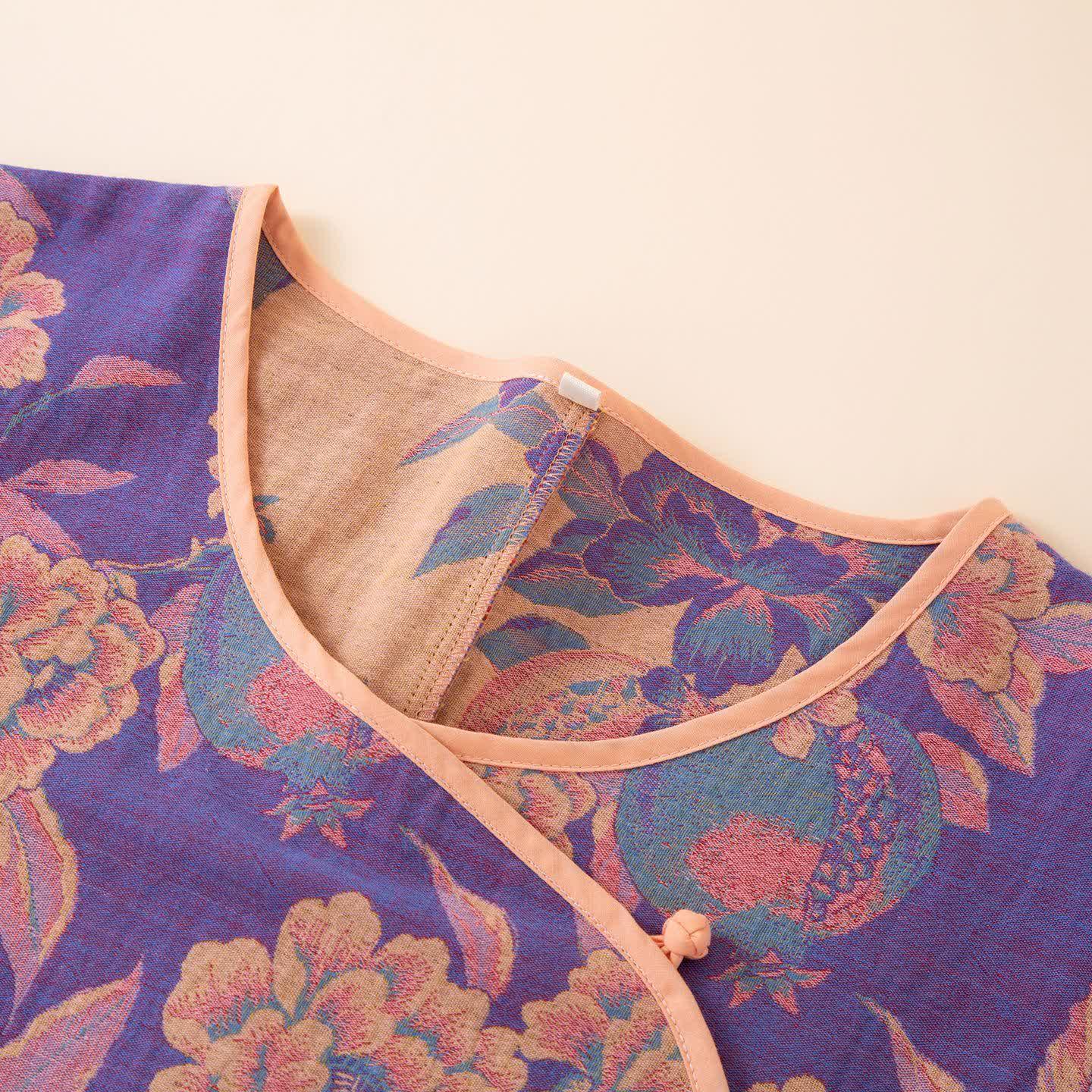 Oriental Style Peony Pomegranate Cotton Sleepwear - image 2