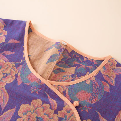 Oriental Style Peony Pomegranate Cotton Sleepwear - image 2