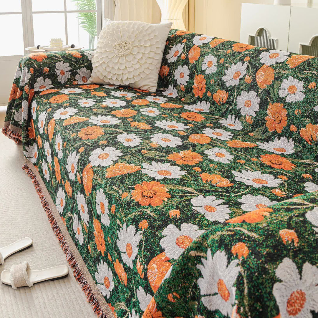 Chenille Daisy Jacquard Sofa Throw Blanket - 71" x 134" - image 1