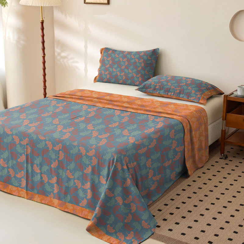Ginkgo Leaf Cotton Gauze Bedspread - image 1