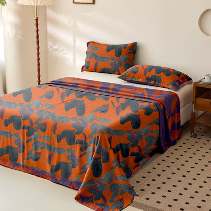 Botanical Leaf Cotton Gauze Jacquard Bedspread - image 2
