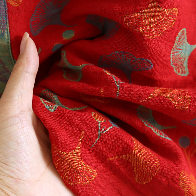 Two-Tone Ginkgo Cotton Gauze Kimono Robe - image 19