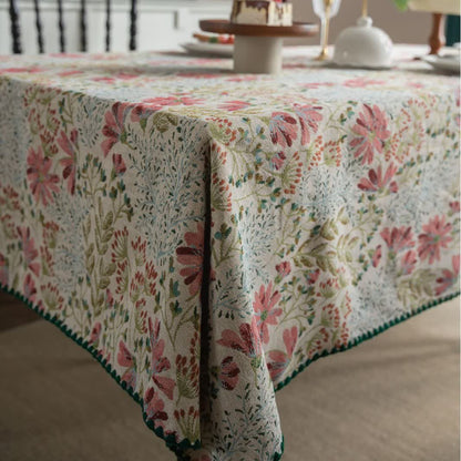 Vintage Pink Lily Jacquard Tablecloth - image 6