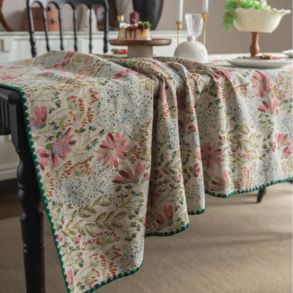 Vintage Pink Lily Jacquard Tablecloth - image 7