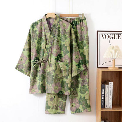 Peach Blossom Kimono style Loungewear Set - Green - XL - image 1