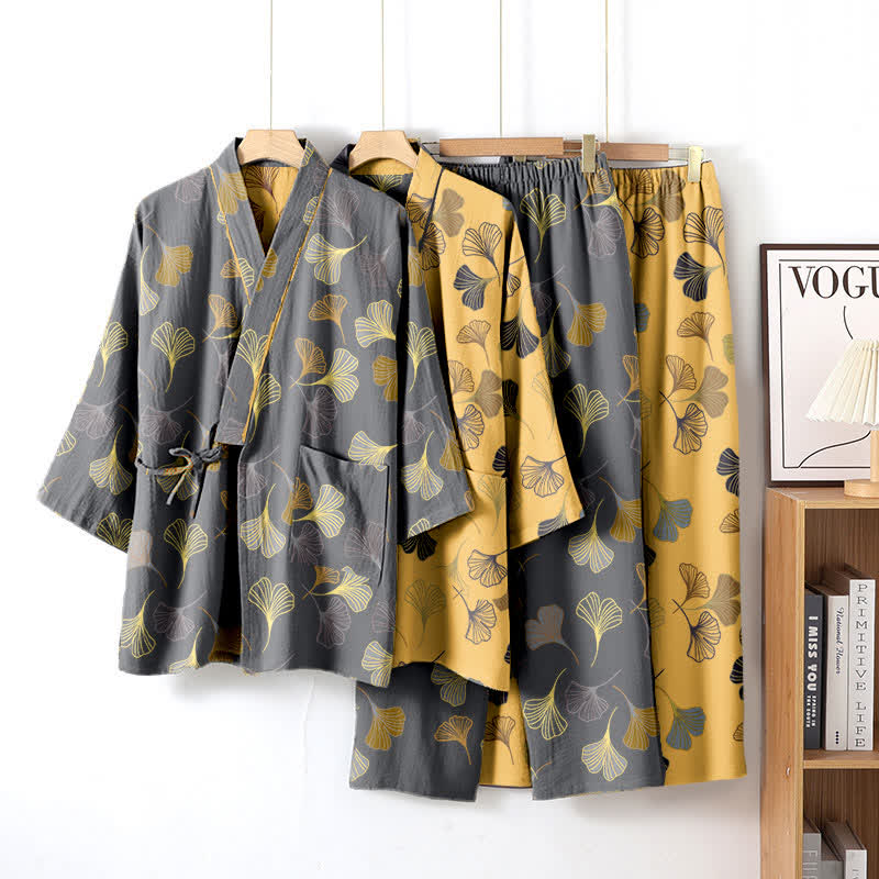 Ownkoti Ginkgo Cotton Gauze Kimono Loungewear Set - image 15