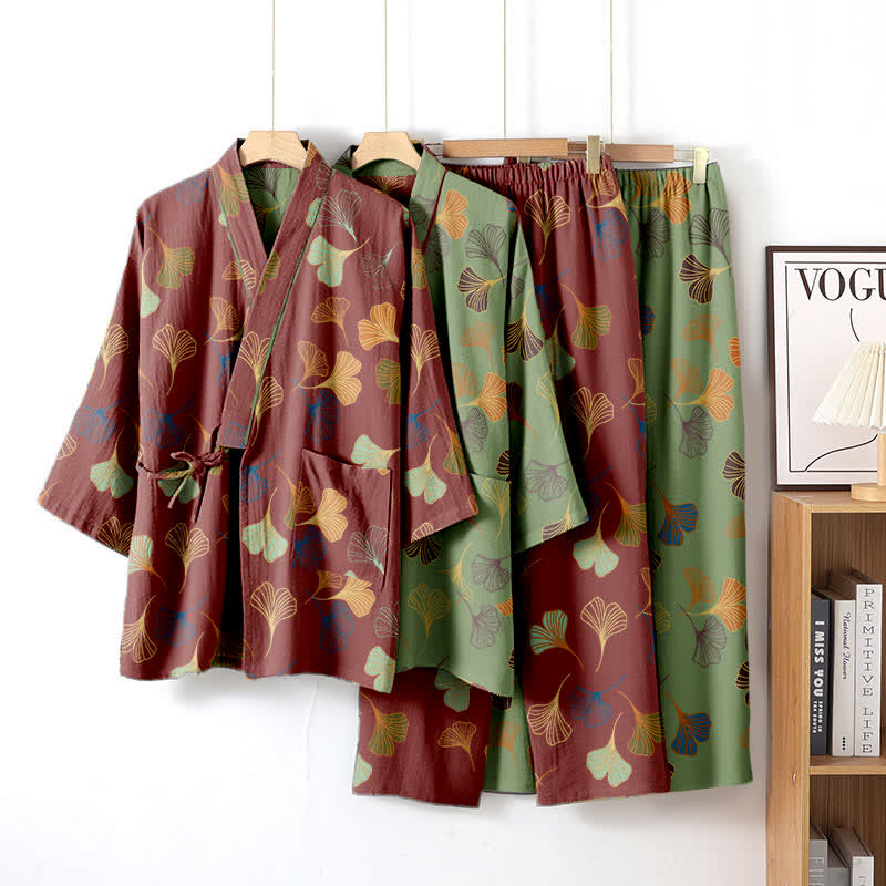 Ownkoti Ginkgo Cotton Gauze Kimono Loungewear Set - image 16