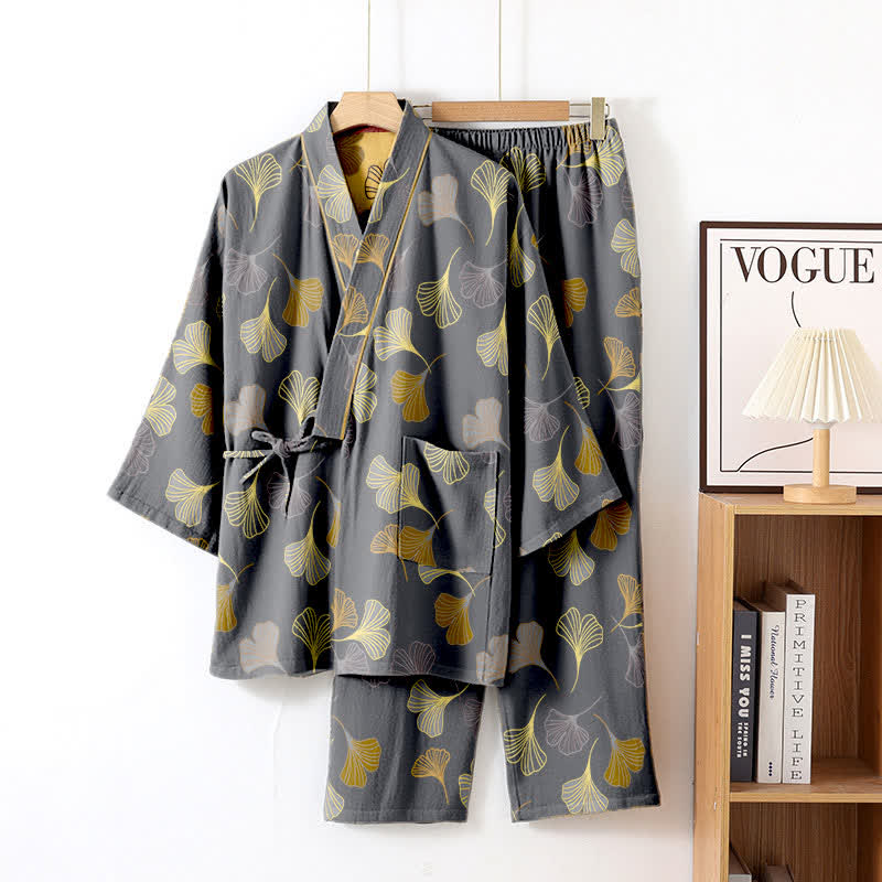 Ownkoti Ginkgo Cotton Gauze Kimono Loungewear Set - image 35