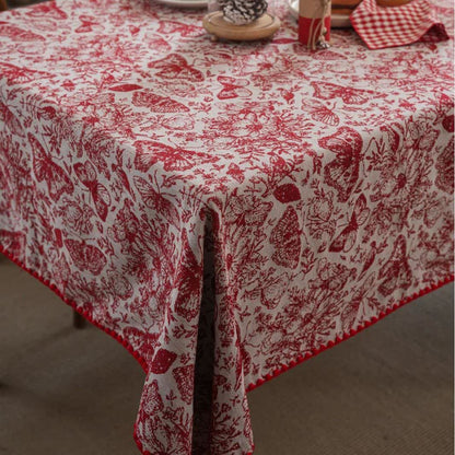 Red Butterfly Floral Jacquard Tablecloth - image 5
