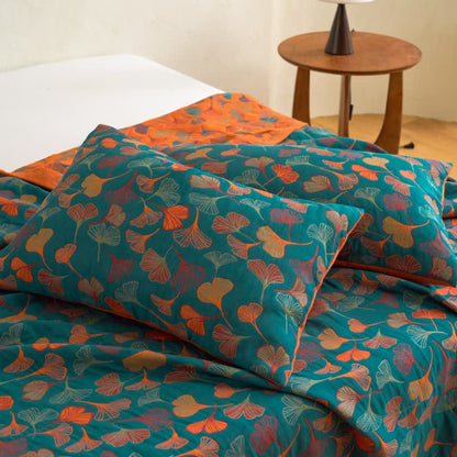 Ginkgo Biloba Organic Cotton Quilt - Blue - 2PCS Pillowcases - 20" x 36" - image 20