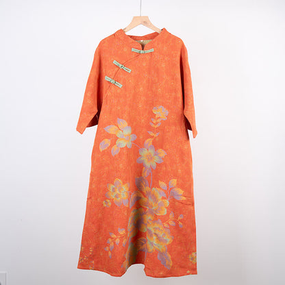 Vintage Peach Blossom Cotton Gauze Nightdress - Red - L - image 4