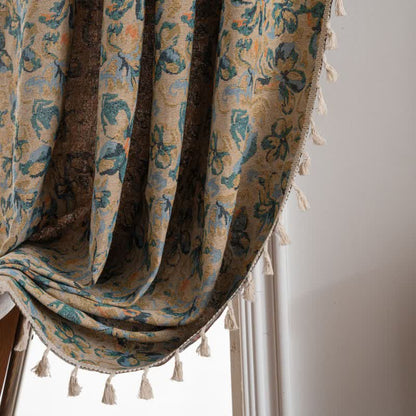 Rustic Blue Floral Light Filtering Curtain - image 5