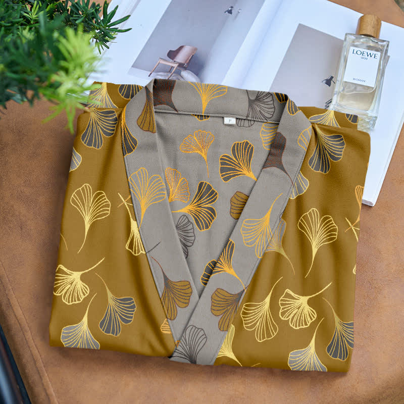Ginkgo Biloba Cotton Gauze Kimono Robe - image 33