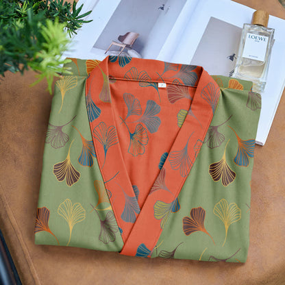 Ginkgo Biloba Cotton Gauze Kimono Robe - image 30