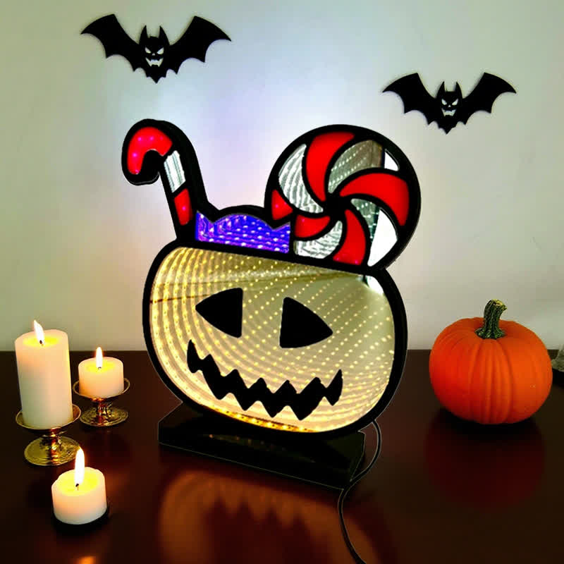 3D Pumpkin Infinity Lights Halloween Decoration - 3PCS - 2"W x 7"L x 8"H - image 1