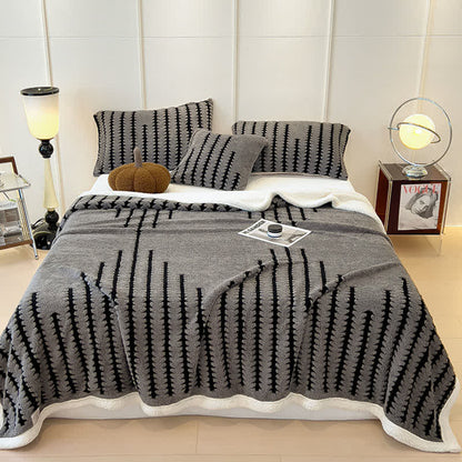 Geometric Print Jacquard Throw Blanket - Dark Grey - Queen - image 12