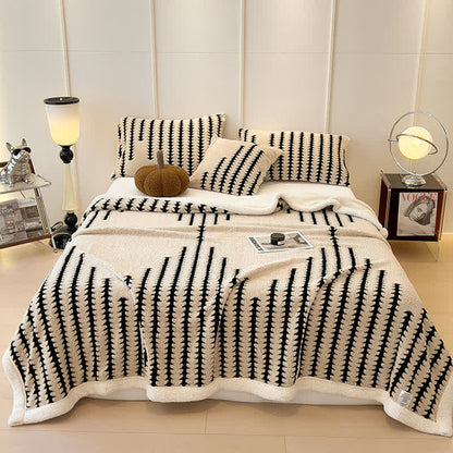 Geometric Print Jacquard Throw Blanket - Khaki - Queen - image 22