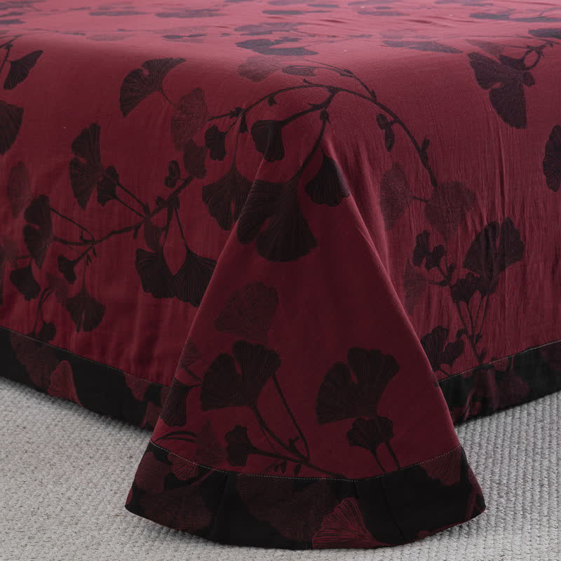 Ownkoti Button Ginkgo Leaf Cotton Gauze Doona Covers Bedding Set (4PCS) - image 28