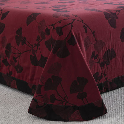 Ownkoti Button Ginkgo Leaf Cotton Gauze Doona Covers Bedding Set (4PCS) - image 28