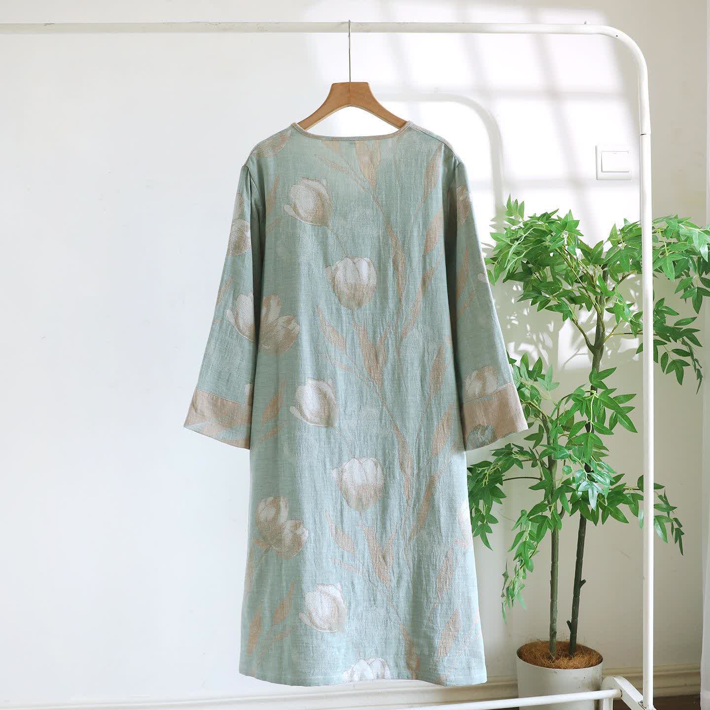 Tulip Natural Cotton Gauze Jacquard Nightdress - image 8