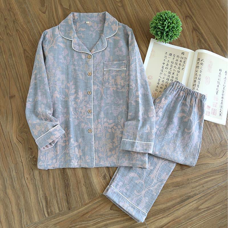 Elegant Floral Organic Cotton Loungewear Set - Grey - XXL - image 16