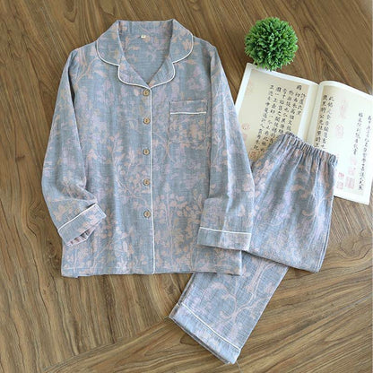 Elegant Floral Organic Cotton Loungewear Set - Grey - XXL - image 16